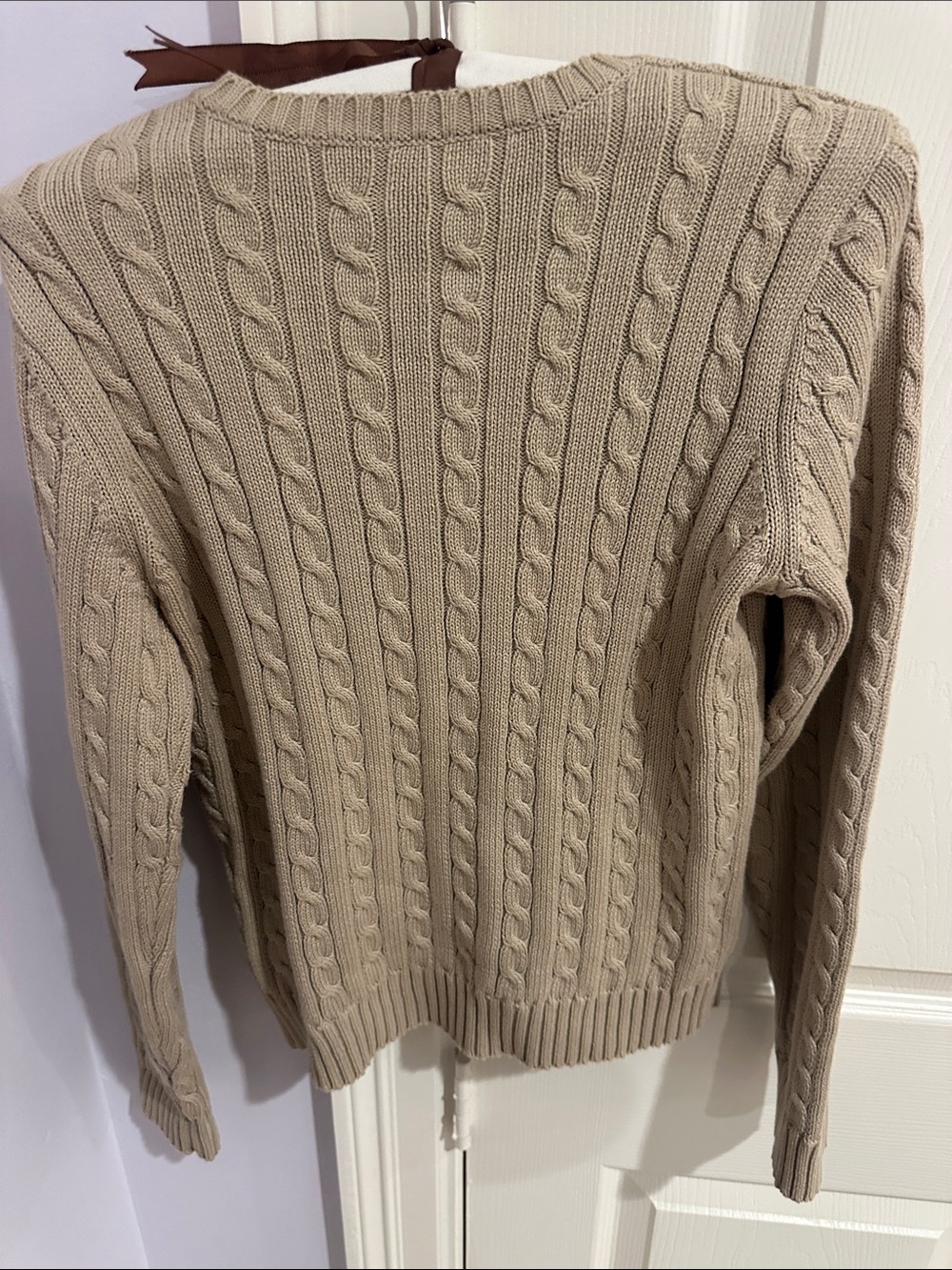 Ralph Lauren Beige Cable Knit Crewneck Sweater - Picture 2 of 2